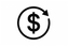 black dollar sign with an arrow around it