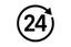 number 24 in black surrounded by an arrow